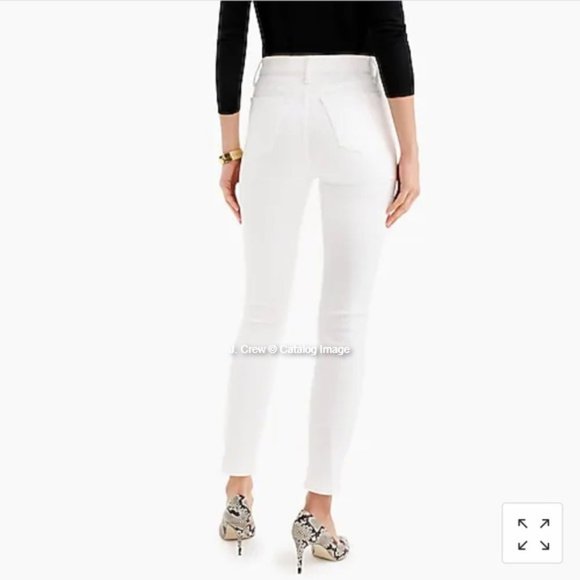 J. Crew 9” High-Rise Toothpick Jeans in White; B3584 - Picture 3 of 8